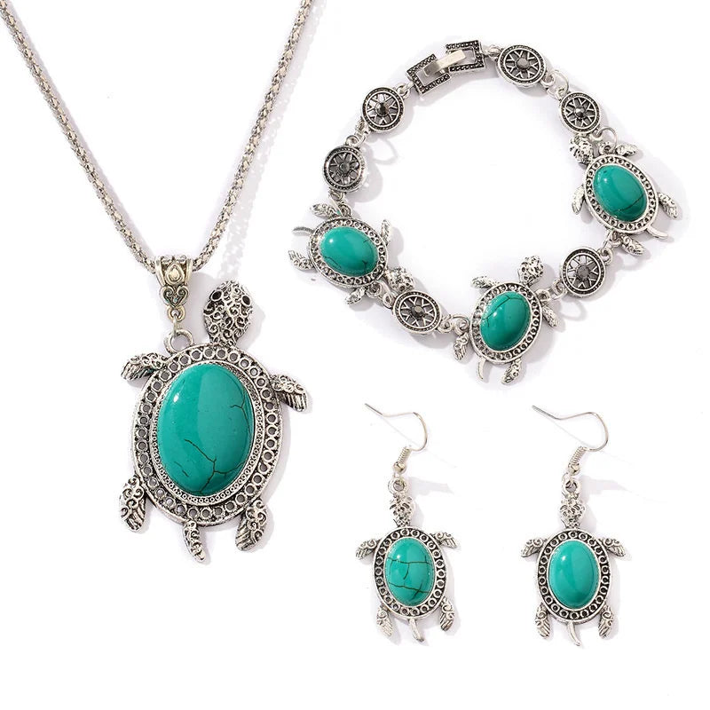 Conjunto de Joias com Tartaruga Turquesa