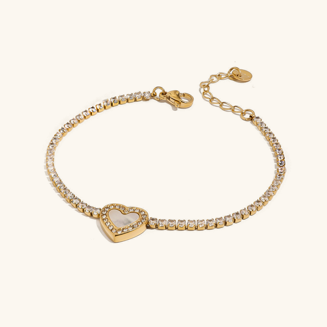 Pulseira Ténis Cameron com Corações e Pedrinhas