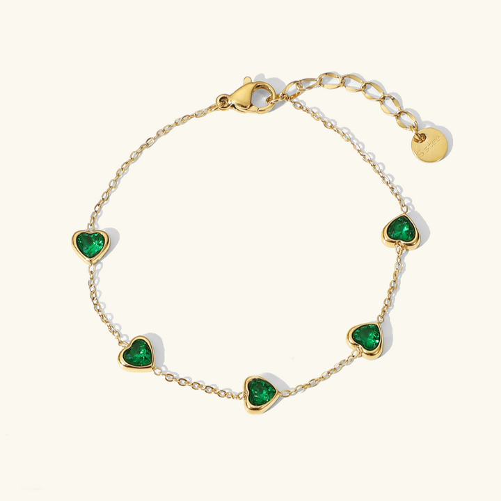 Pulseira Francia com Coração Verde