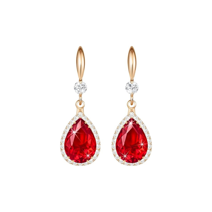 Brincos de Rubi em Forma de Gota | Ouro Rosa