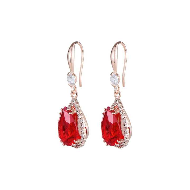 Brincos de Rubi em Forma de Gota | Ouro Rosa