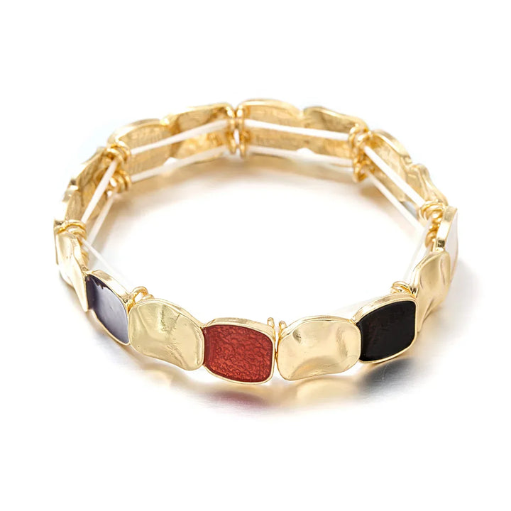 Pulseira Elástica Boémia com Esmalte Geométrico