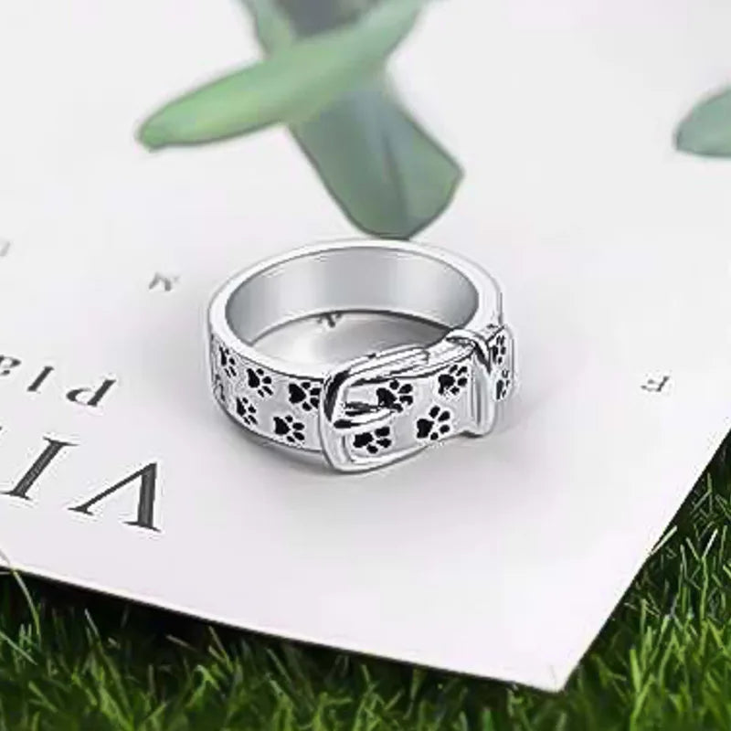 Anel Fofo e Elegante em Forma de Coleira de Cão