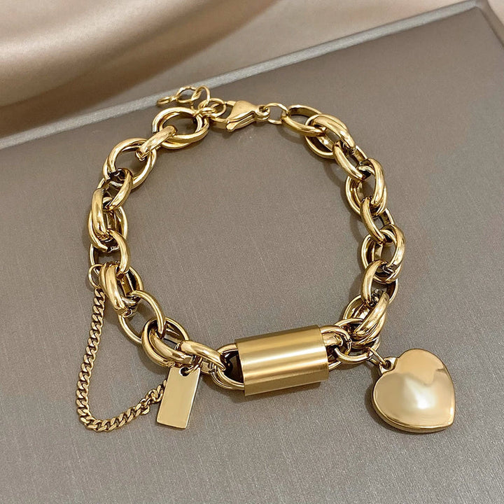 Pulseira Maciça Heartened | Ouro