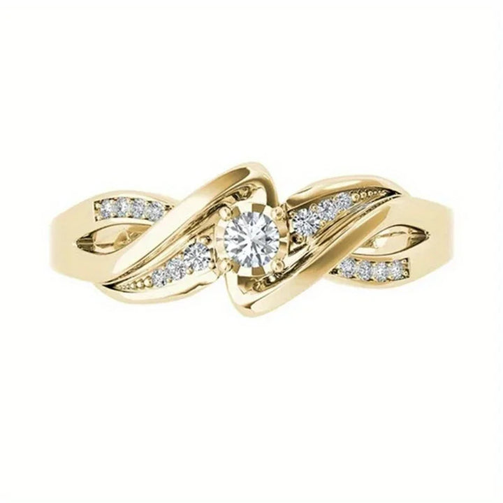 Anel Dourado de Luxo Elegante com Pedra