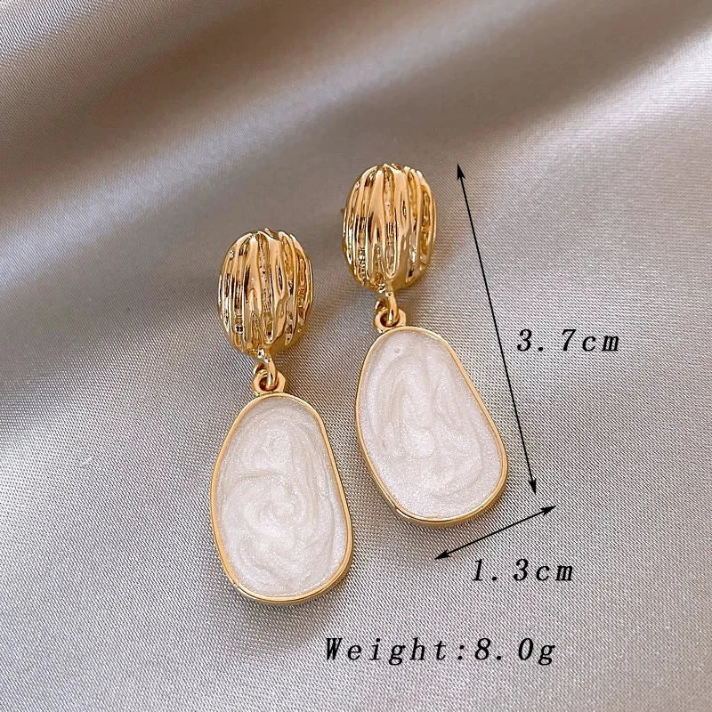 Brincos Pendentes Ovais Vintage em Esmalte