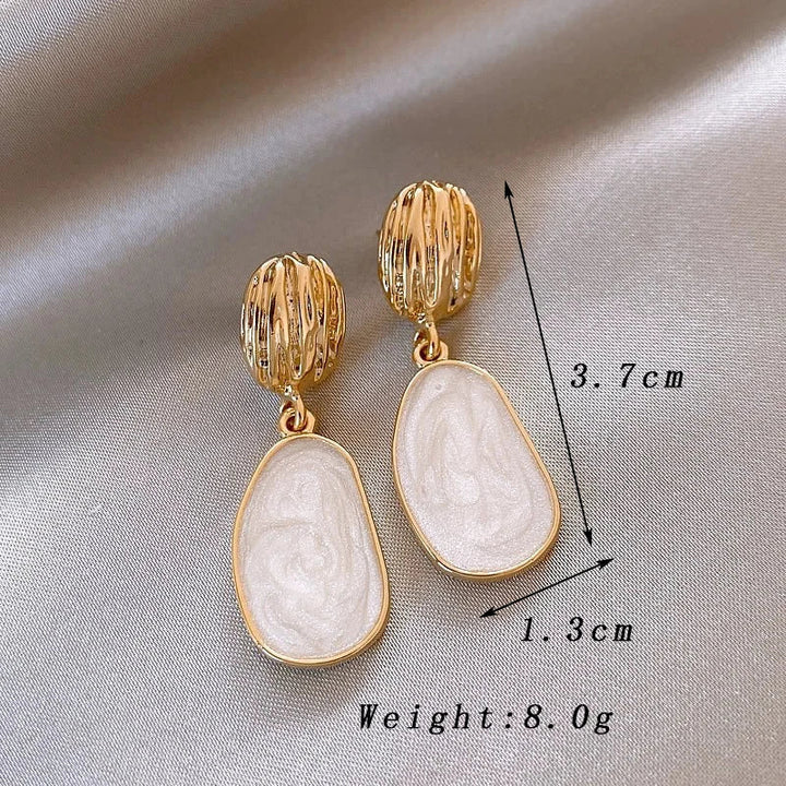 Brincos Pendentes Ovais Vintage em Esmalte