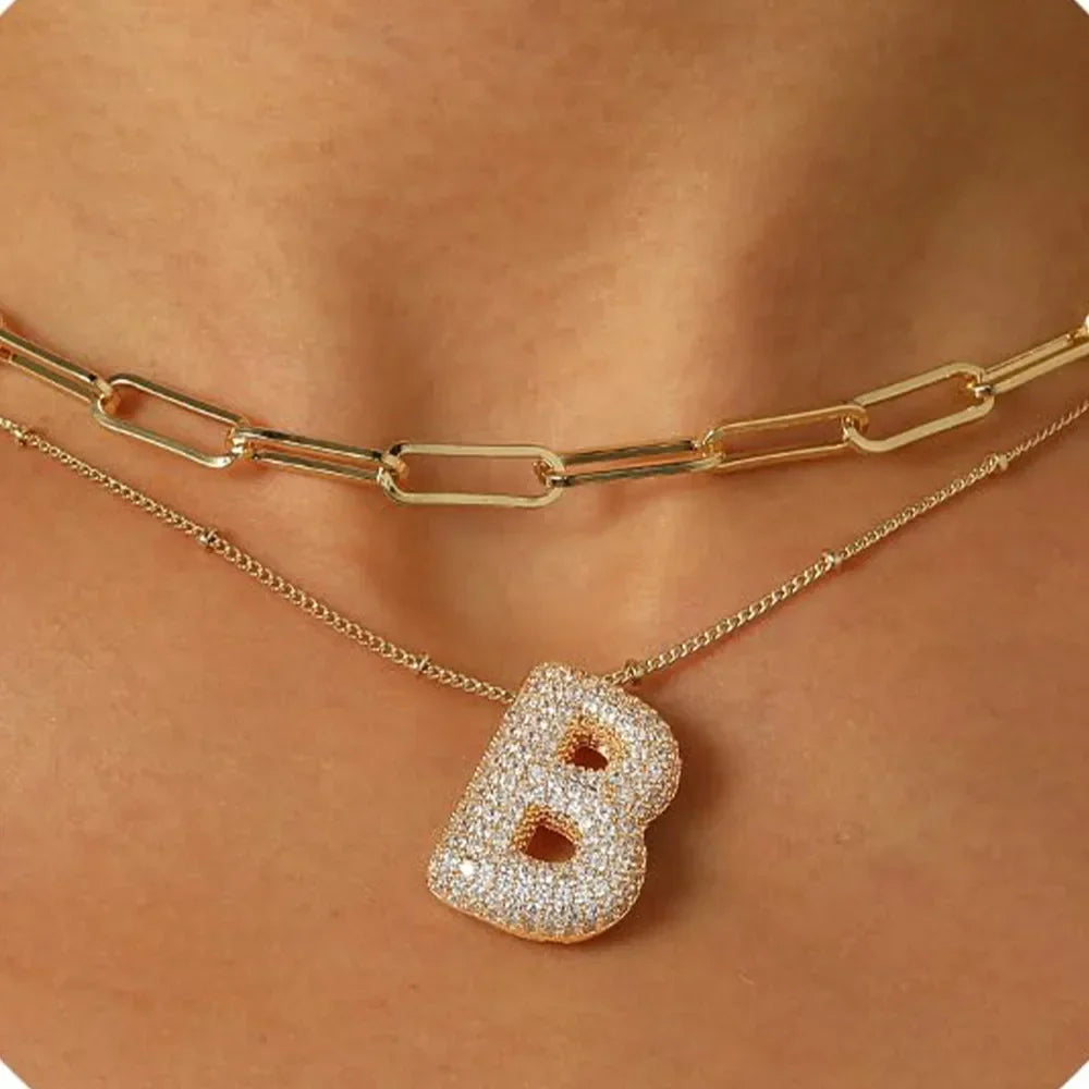 Colar Brilhante com Letra A–Z