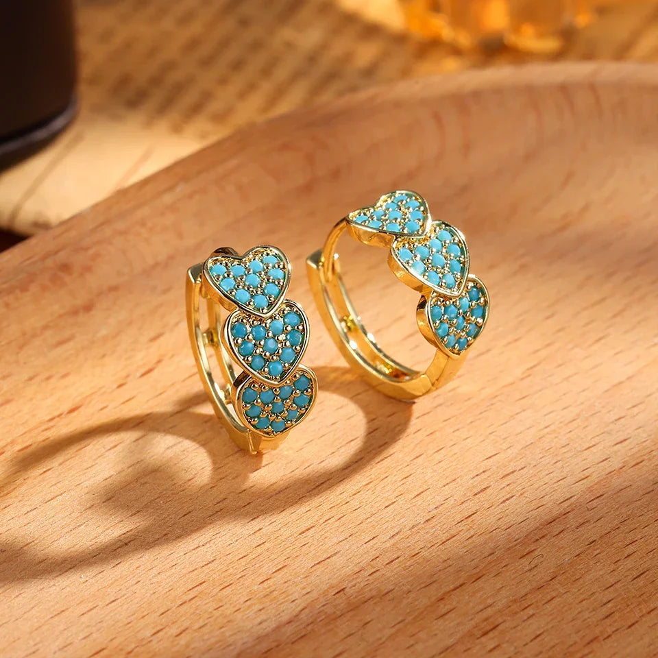 Argolas Elegantes com Flor Azul-Turquesa