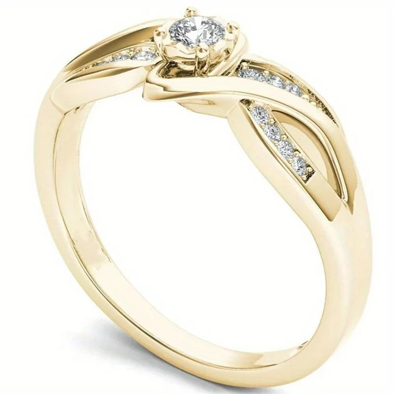 Anel Dourado de Luxo Elegante com Pedra