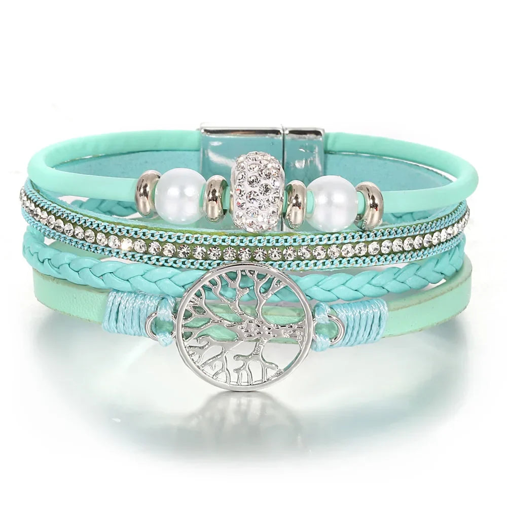 Pulseira com Árvore da Vida e Pedrinhas