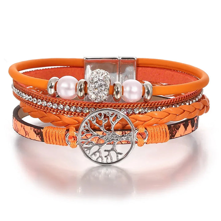 Pulseira com Árvore da Vida e Pedrinhas
