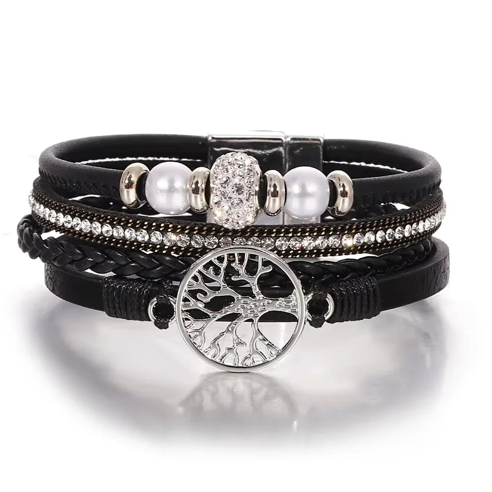 Pulseira com Árvore da Vida e Pedrinhas