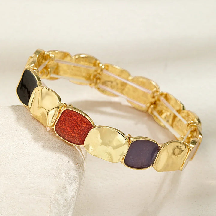 Pulseira Elástica Boémia com Esmalte Geométrico