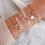Conjunto Encantador de Pulseiras Douradas Boho