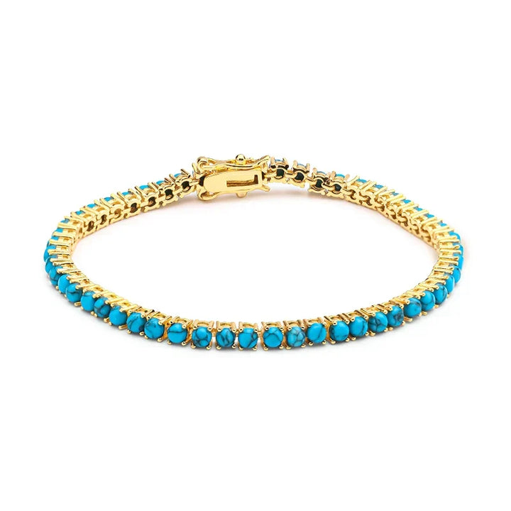 Pulseira de corrente dourada elegante com turquesa