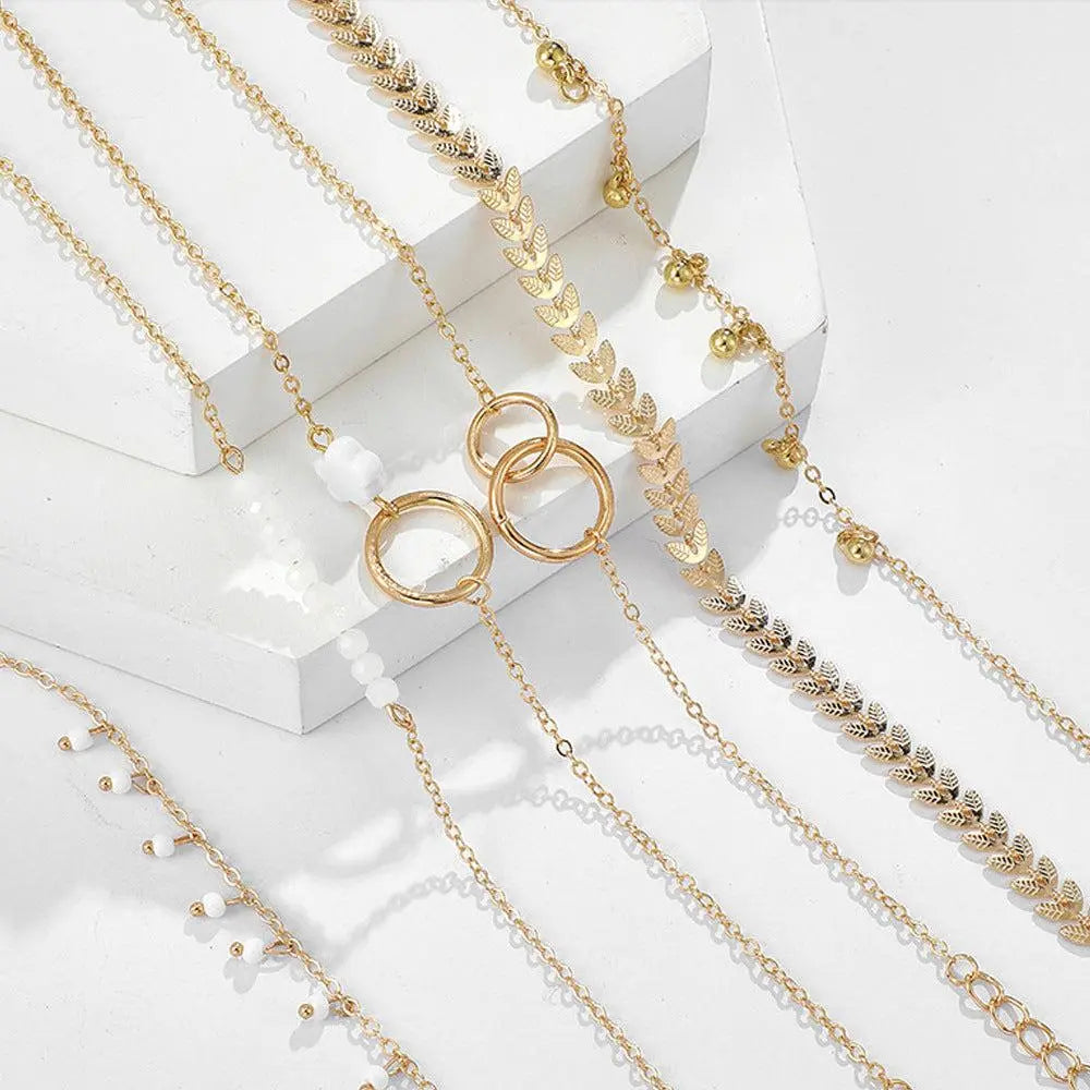 Conjunto Encantador de Pulseiras Douradas Boho