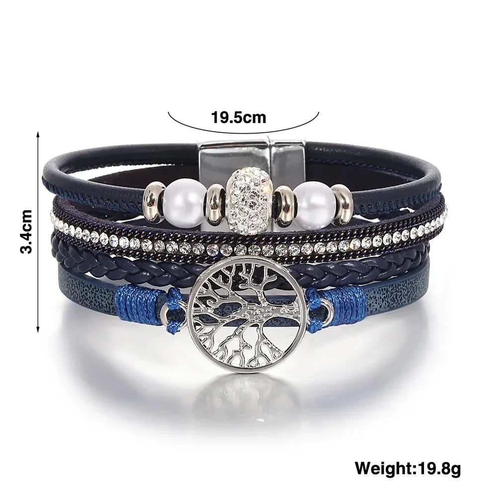 Pulseira com Árvore da Vida e Pedrinhas