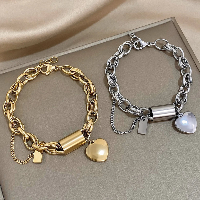 Pulseira Maciça Heartened | Ouro