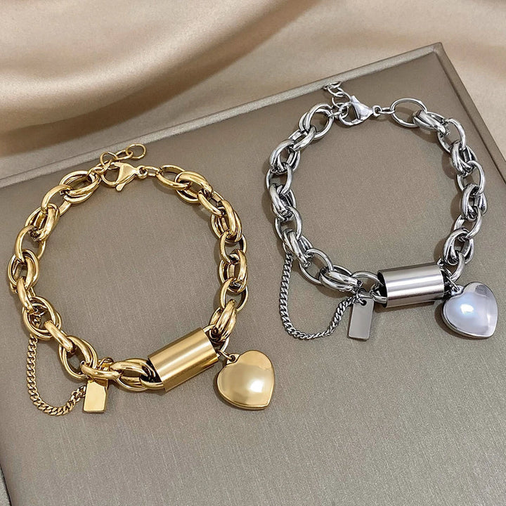 Pulseira Maciça Heartened | Ouro