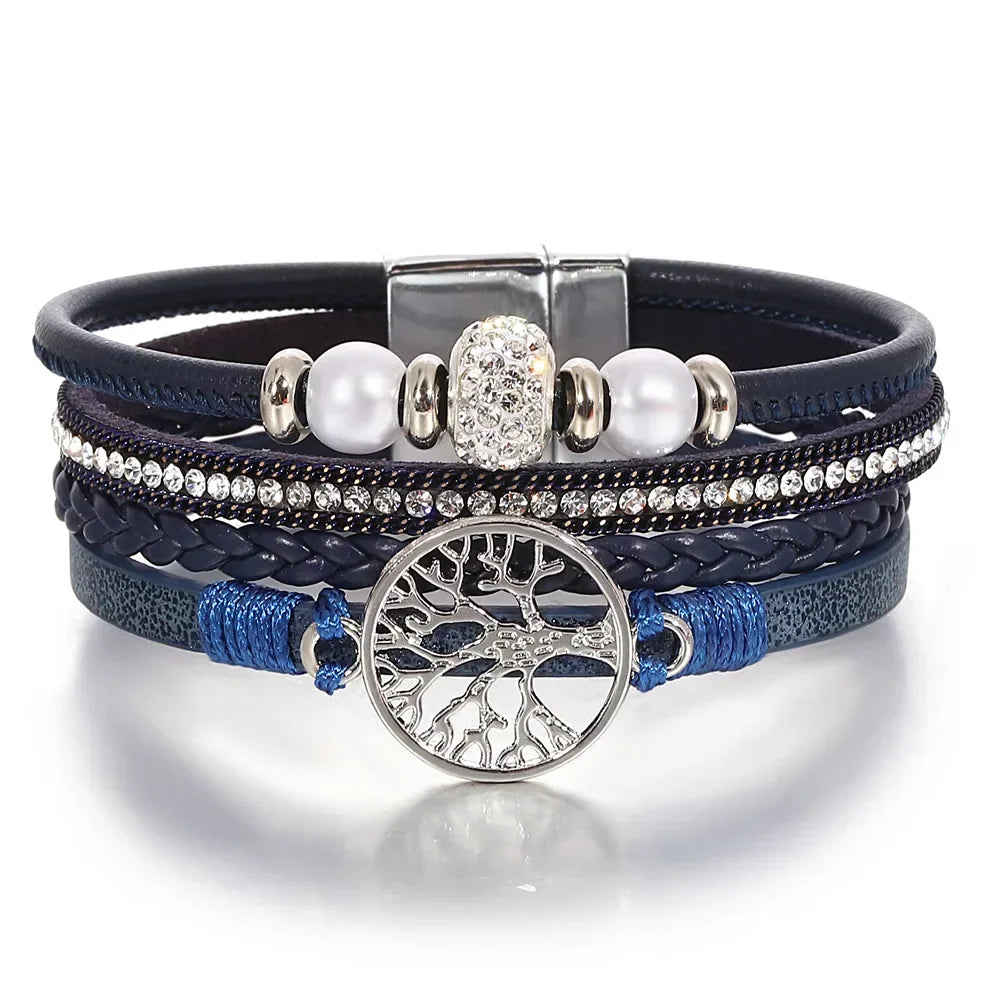 Pulseira com Árvore da Vida e Pedrinhas