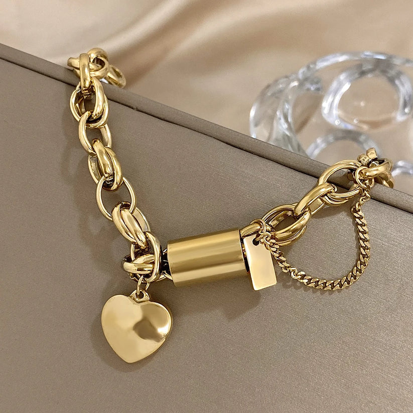 Pulseira Maciça Heartened | Ouro
