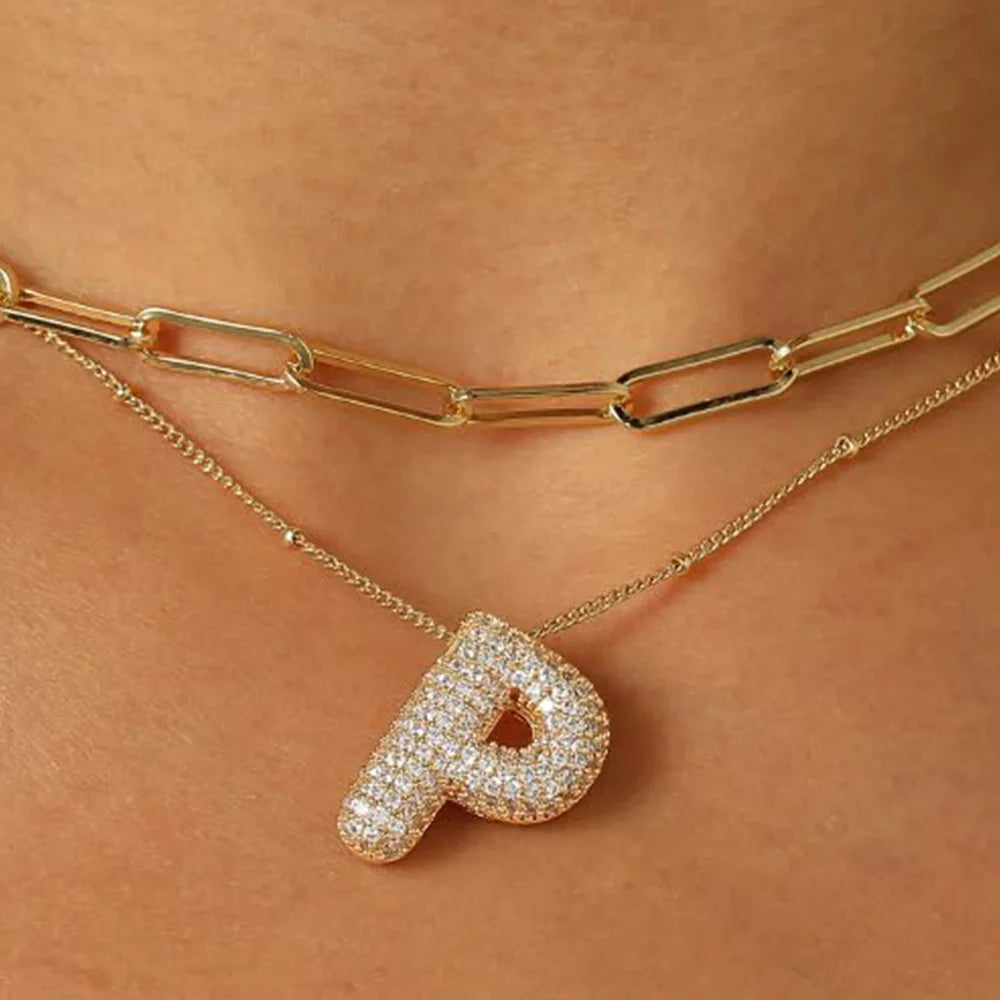 Colar Brilhante com Letra A–Z