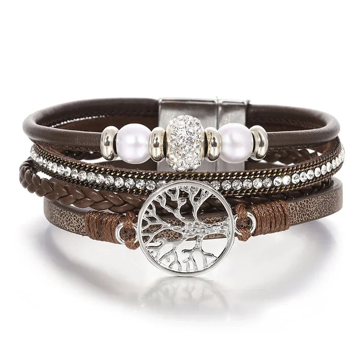 Pulseira com Árvore da Vida e Pedrinhas