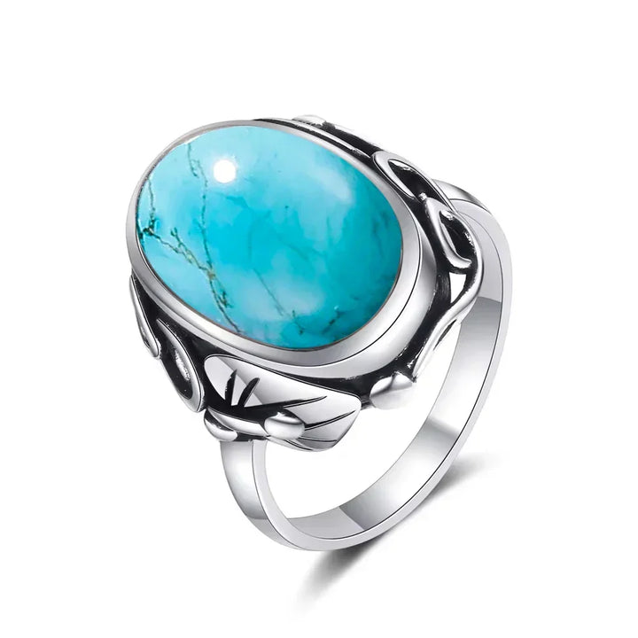 Anel Vintage Marcante com Turquesa, Prata 925