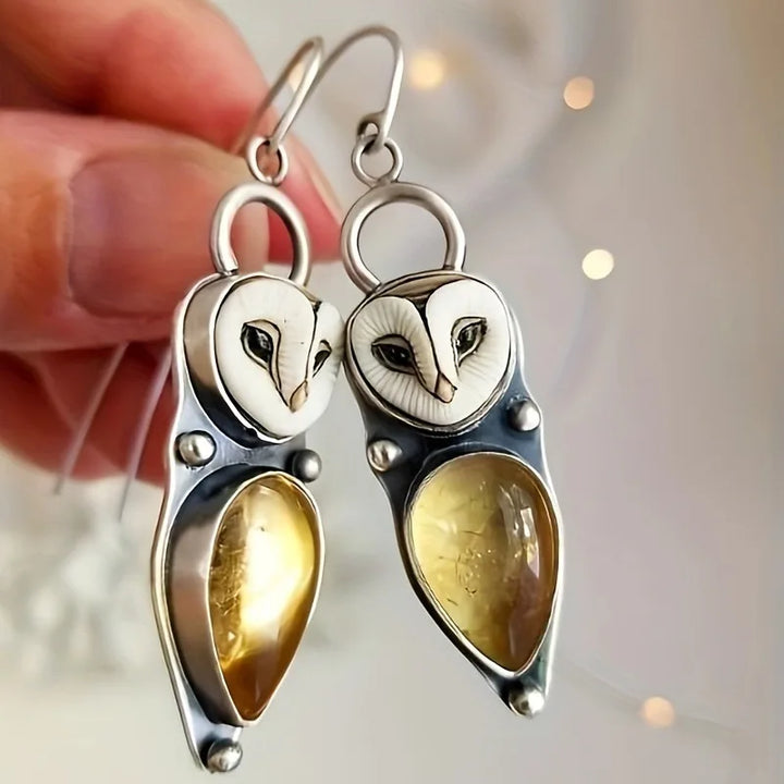 Brincos Pendentes Boho com Coruja – Sem Níquel para Orelhas Sensíveis