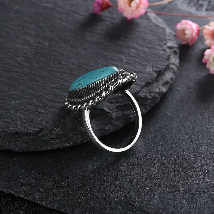 Anel Vintage Marcante com Turquesa, Prata 925