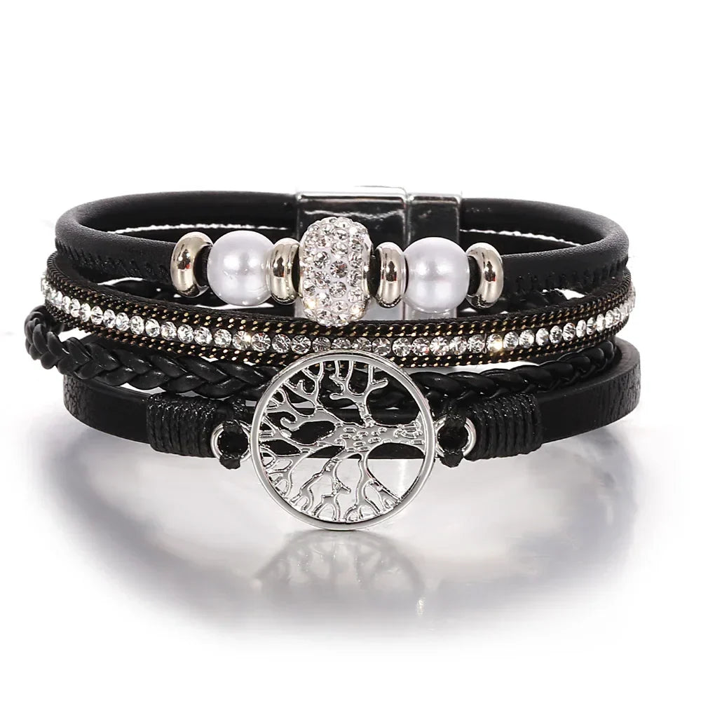 Pulseira com Árvore da Vida e Pedrinhas