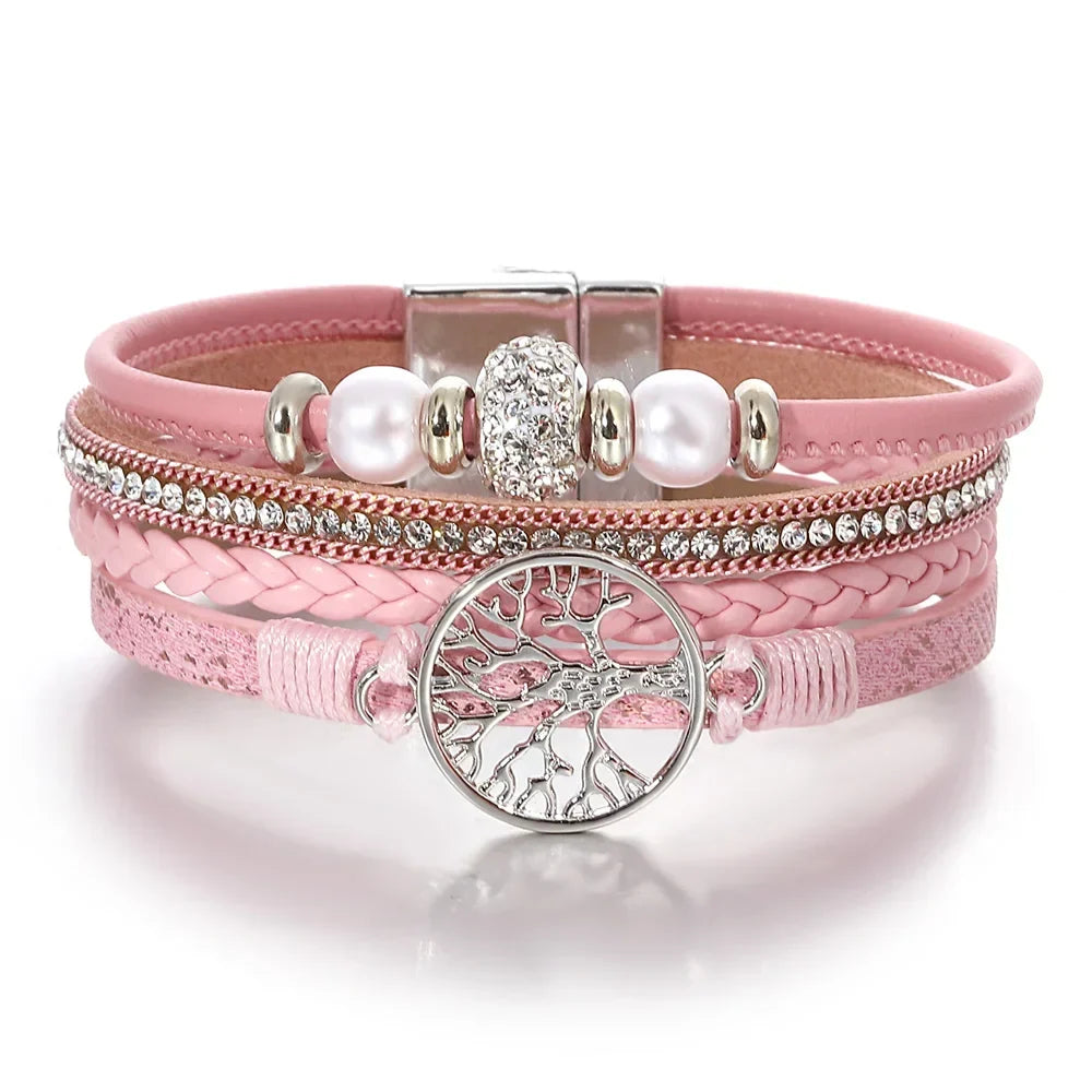 Pulseira com Árvore da Vida e Pedrinhas
