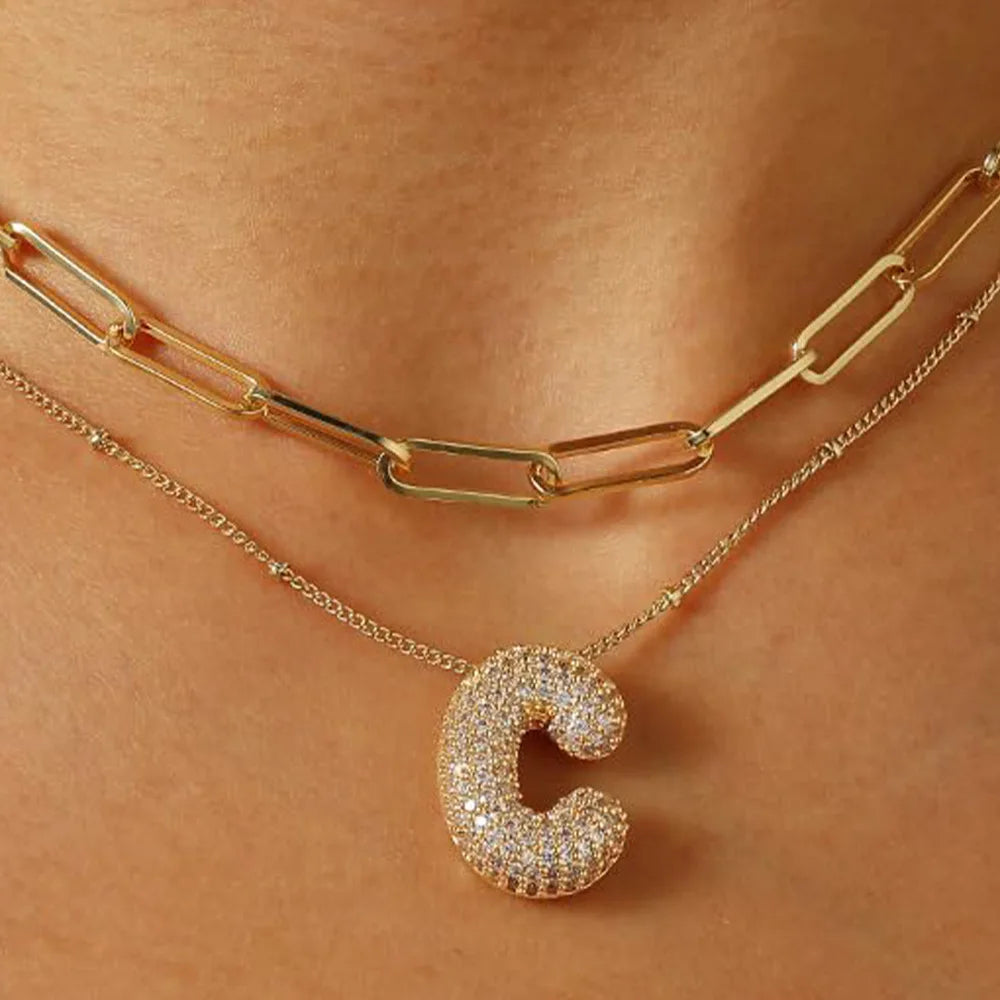 Colar Brilhante com Letra A–Z