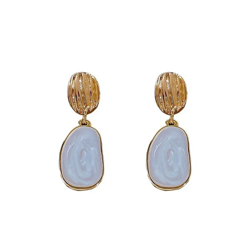 Brincos Pendentes Ovais Vintage em Esmalte