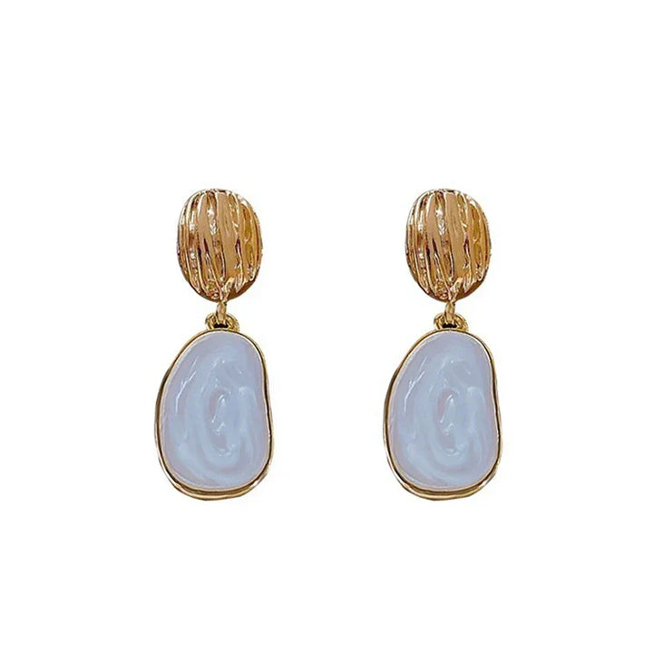Brincos Pendentes Ovais Vintage em Esmalte