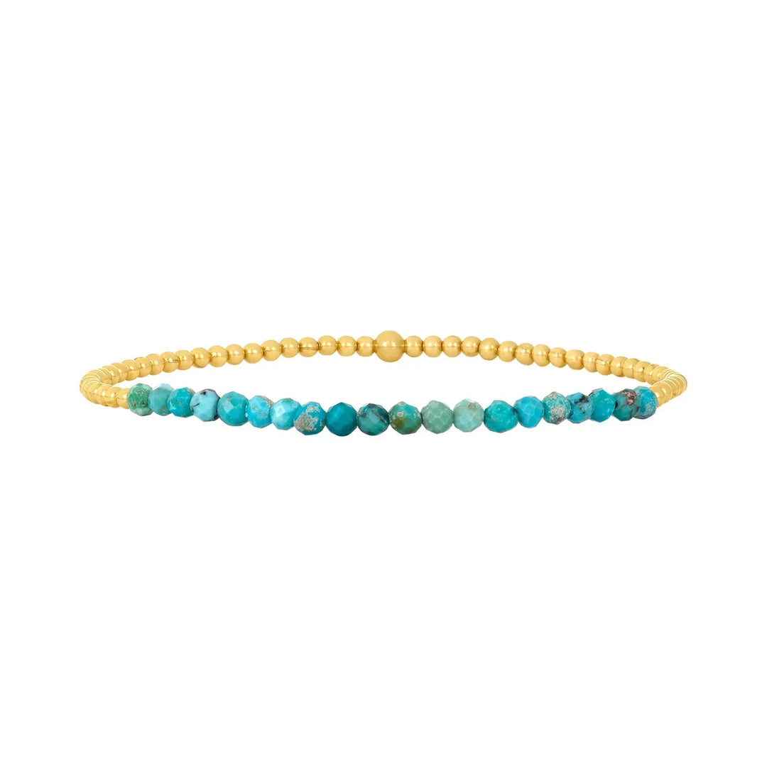 Pulseira de contas elegante com turquesa, ouro 18K