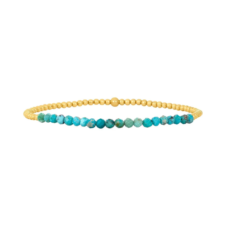 Pulseira de contas elegante com turquesa, ouro 18K