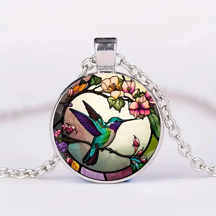 Colar com Colibri sob Cúpula de Vidro