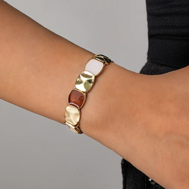 Pulseira Elástica Boémia com Esmalte Geométrico