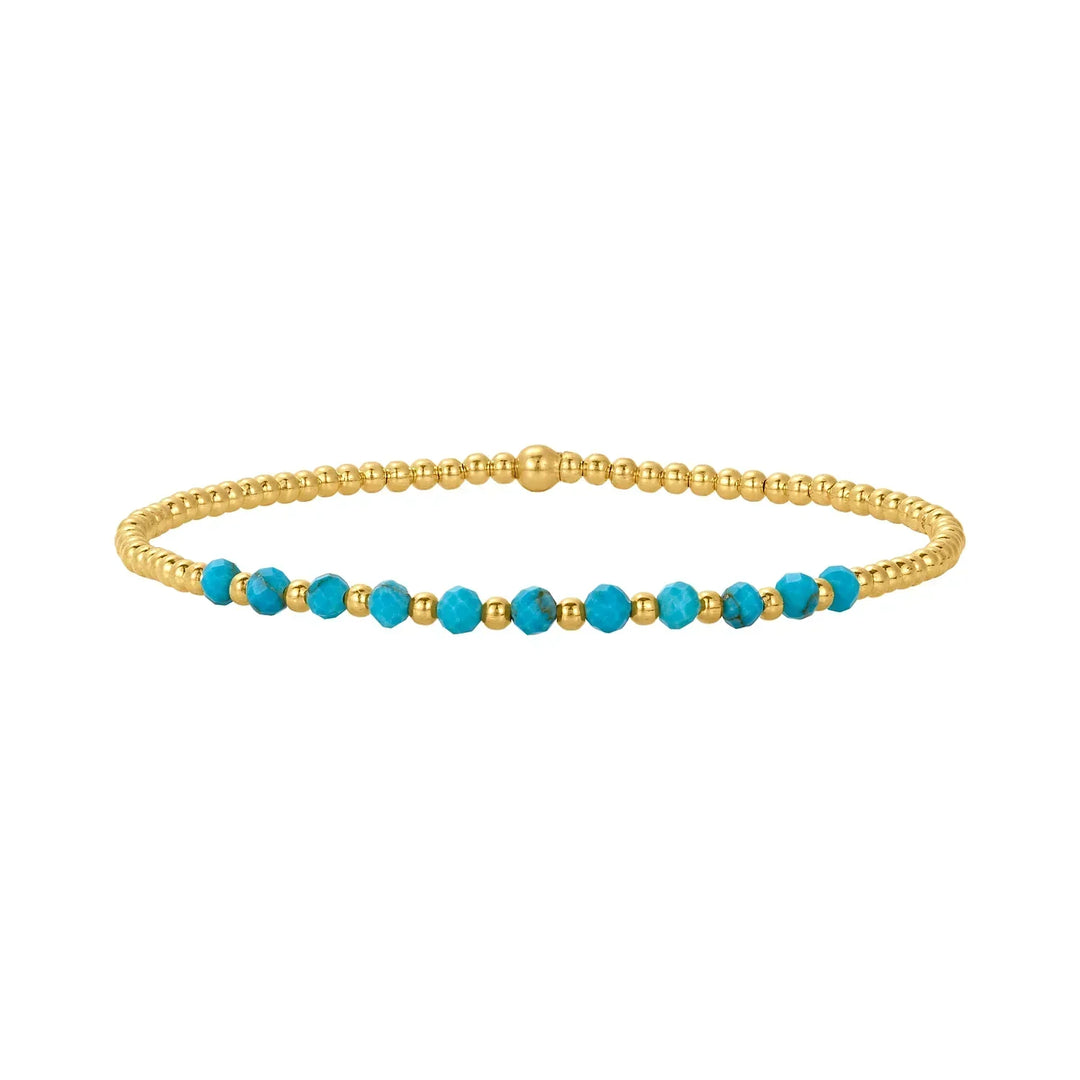 Pulseira de contas elegante com turquesa, ouro 18K