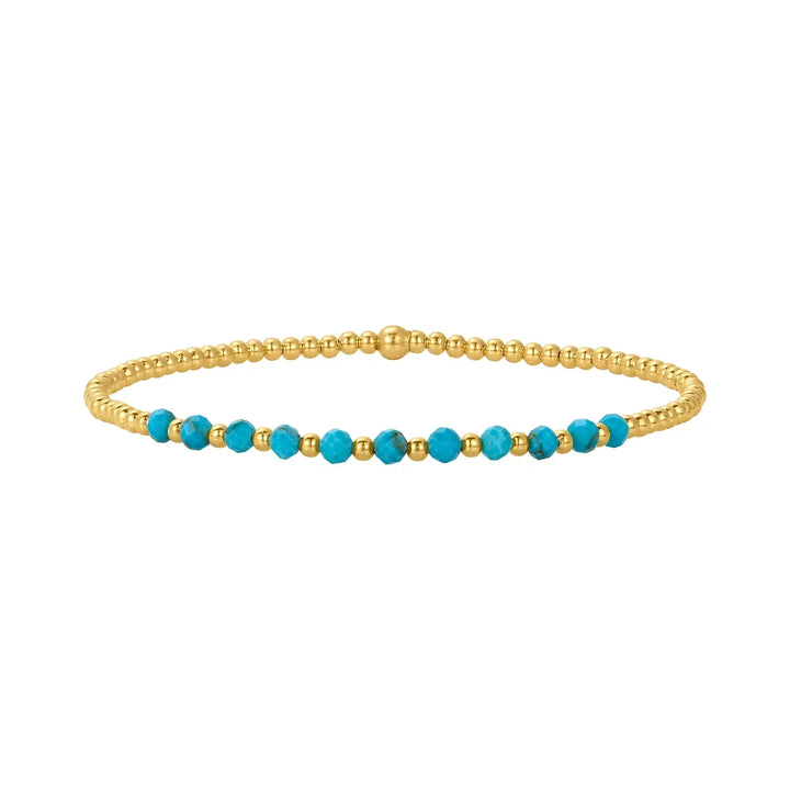 Pulseira de contas elegante com turquesa, ouro 18K