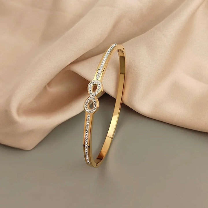 Bracelete Rígida de Luxo com Infinito de Cristal