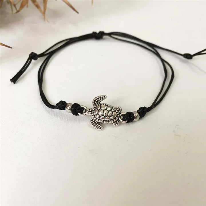 Pulseira de Tornozelo em Pele com Tartaruga Marinha