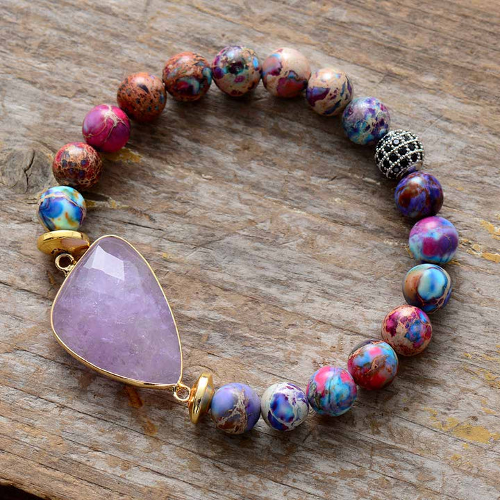 Pulseira de Contas Boho-Chic com Ametista