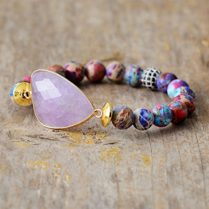 Pulseira de Contas Boho-Chic com Ametista
