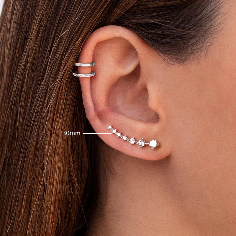 Brincos Ear Climber Sophie, Prata S925