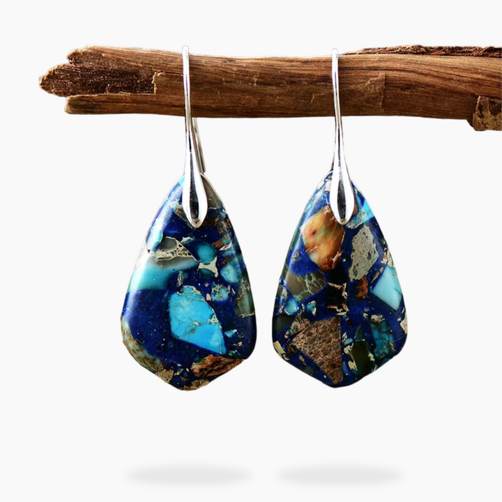 Brincos Pendentes com Jaspe Abstrato