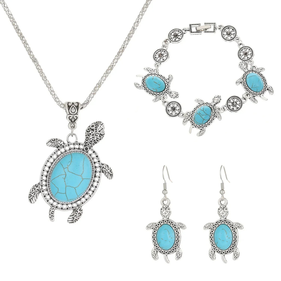 Conjunto de Joias com Tartaruga Turquesa