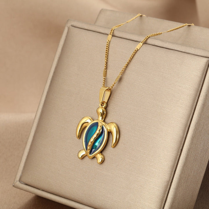 Colar Azul Sonhos do Oceano com Tartaruga
